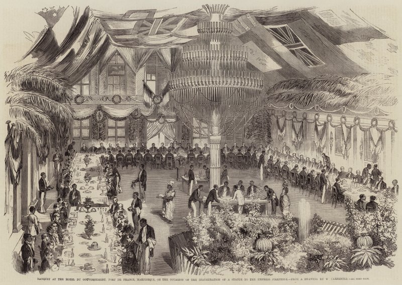 Bankett på Hotel du Gouvernement, Fort de France, Martinique, i samband med invigningen av en staty för kejsarinnan Josephine av William Carpenter