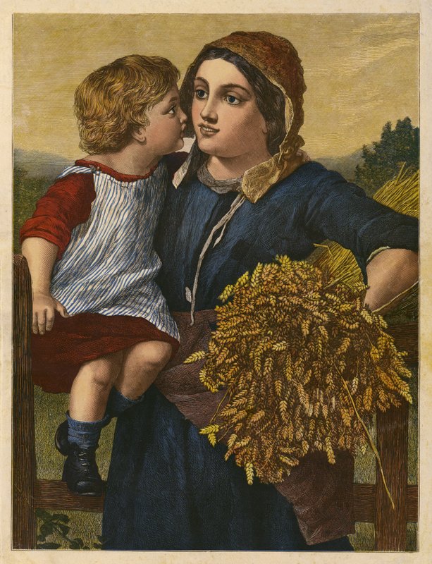 The Gleaner (färgad gravyr) av William Charles Thomas (after) Dobson