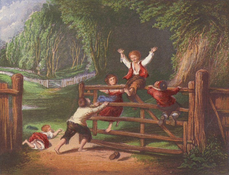 Lycklig som en kung (färglitografi) av William Collins