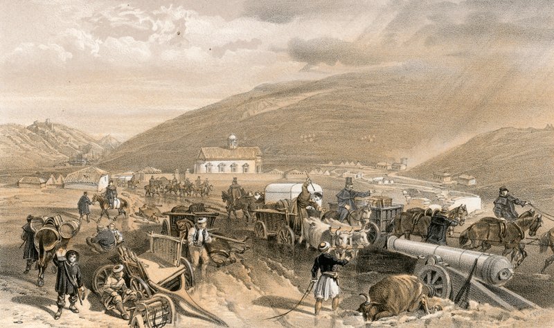 Commissariat Svårigheter, vägen från Balaklava till Sebastopol, vid Kadikoi, under vått väder av William Crimea Simpson
