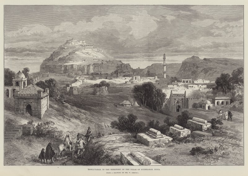 Dowlutabad, i Nizam of Hyderabads territorium, Indien. av William Crimea Simpson