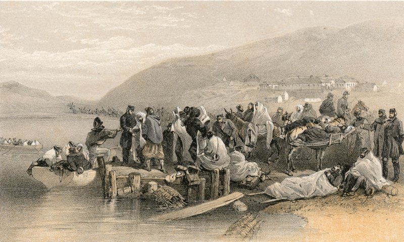 Ombordstigning av sjuka vid Balaklava av William Crimea Simpson