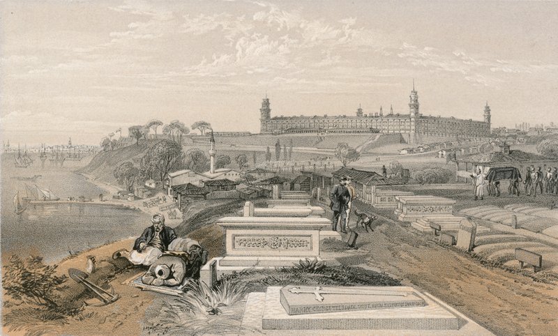 Sjukhus och kyrkogård i Scutari av William Crimea Simpson