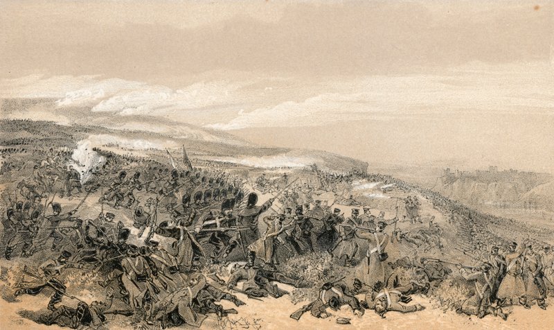 Anden anklage fra vagterne, da de gentog de to kanonbatterier i slaget ved Inkermannswed av William Crimea Simpson