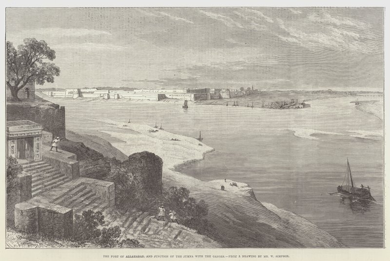 Fortet av Allahabad och Junction av Jumna med Ganges av William Crimea Simpson