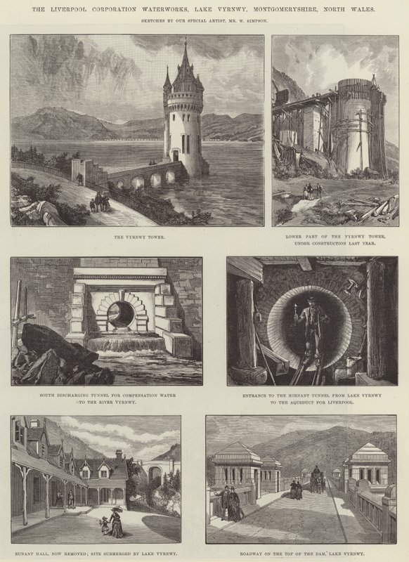 The Liverpool Corporation Waterworks, Lake Vyrnwy, Montgomeryshire, North Wales av William Crimea Simpson