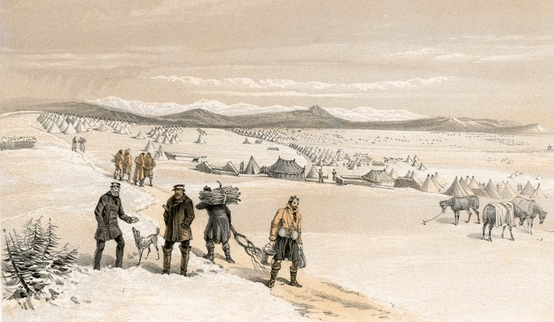 2:a divisionens läger, österut, januari 1855 av William Crimea Simpson