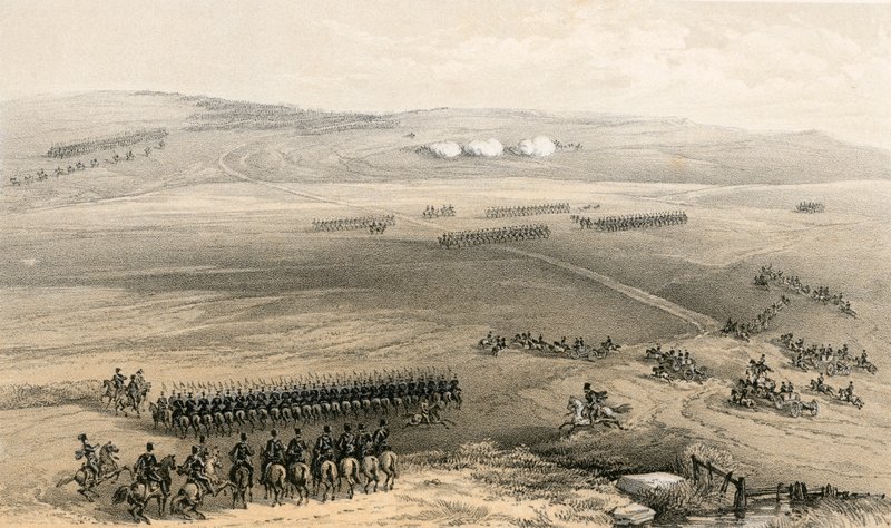 Kavalleriaffären i Bulganaks höjder - den första pistolen, 19 september 1854 av William Crimea Simpson