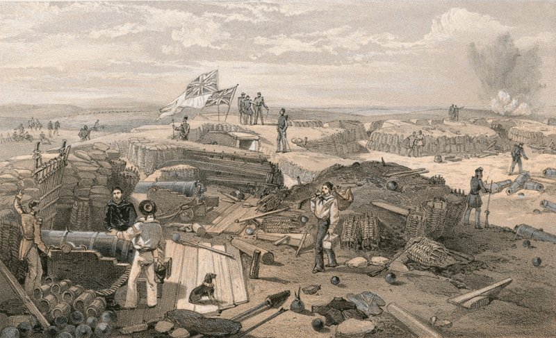 Det inre av Redan, taget från dess vänstra yta med blick mot den framträdande vinkeln, blickande söderut av William Crimea Simpson