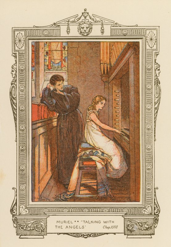 "Muriel pratar med änglarna" (färglitografi) av William Cubitt Cooke