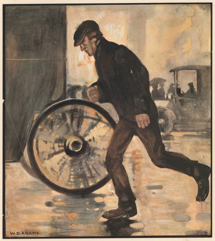 The Cab Runner, "The weary miles" (färg litho) av William Dacres Adams