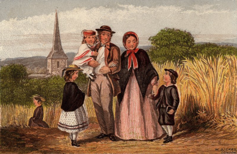 Söndag morgon: familj går tillbaka från kyrkan (chromolitho) av William Dickes
