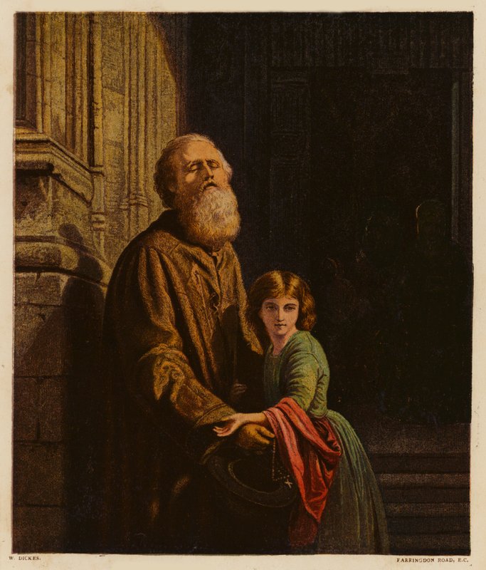 Den blinde tiggaren (färglitografi) av William Dickes