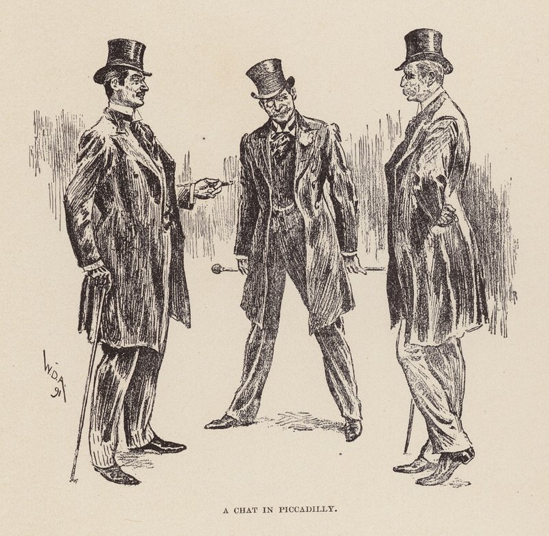 En pratstund i Piccadilly (gravyr) av William Douglas Almond