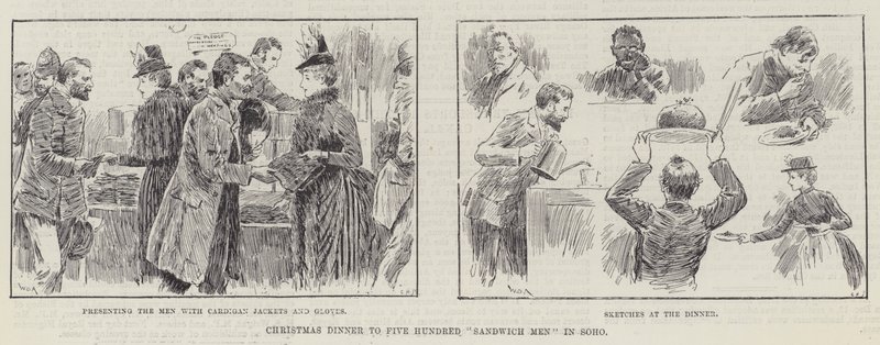 Julmiddag för femhundra smörgåsmän i Soho av William Douglas Almond
