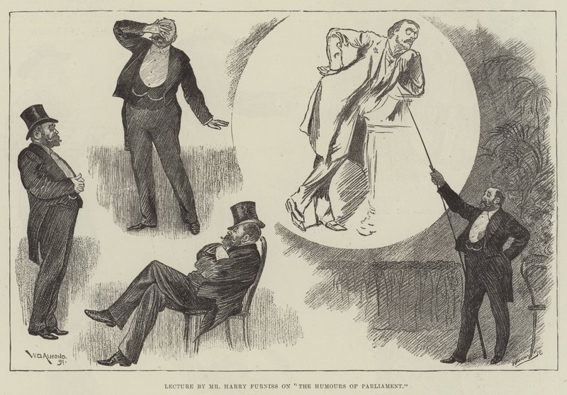 Föreläsning av Mr Harry Furniss om The Humors of Parliament av William Douglas Almond