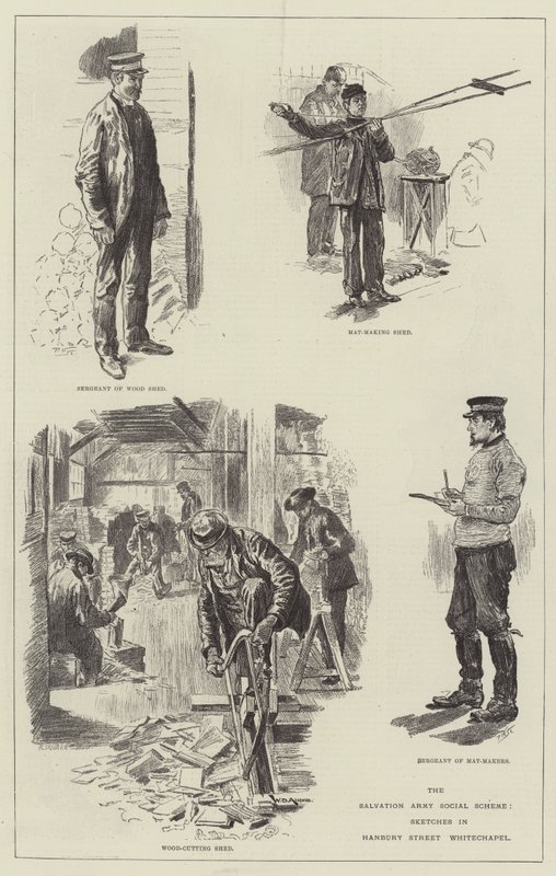 Frälsningsarméns sociala program, skisser på Hanbury Street, Whitechapel av William Douglas Almond