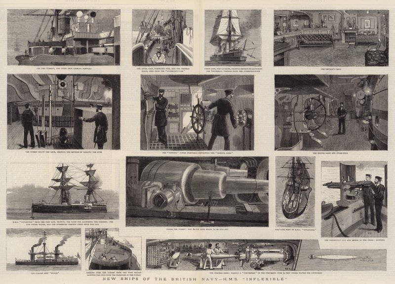 Nya fartyg från den brittiska flottan, HMS Inflexible av William Edward Atkins