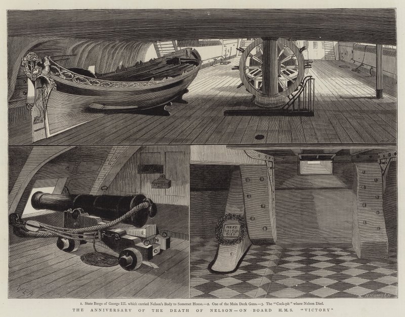 Årsdagen av Nelsons död, ombord på HMS Victory av William Edward Atkins