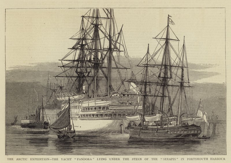 Den arktiska expeditionen, båten Pandora ligger under Serapis