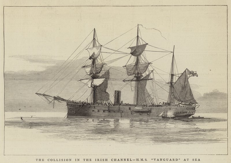 Kollisionen i den irländska kanalen, HMS Vanguard at Sea av William Edward Atkins