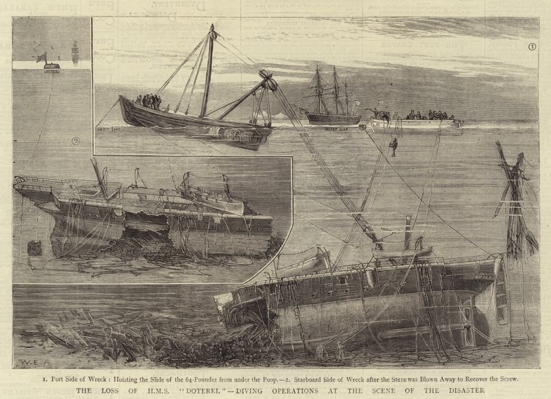 Förlusten av HMS Doterel, dykning på olycksplatsen av William Edward Atkins
