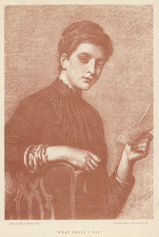 Vad ska jag säga? (litho) av William Frederick (after) Yeames