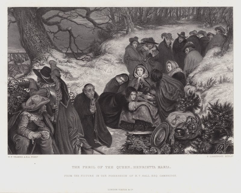 Drottningen Henrietta Marias fara (gravyr) av William Frederick Yeames