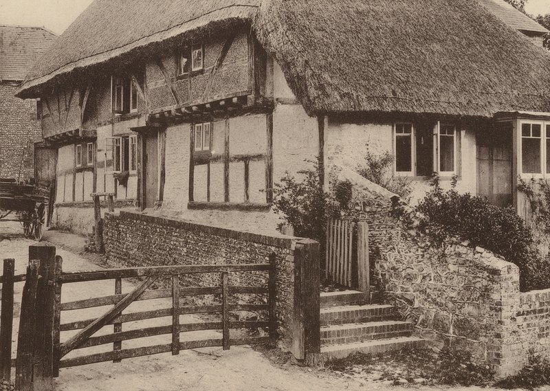 Farm House, Bury, West Sussex (svartvitt foto) av William Galsworthy Davie