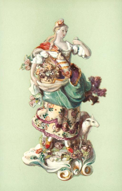 Figur av en herdinna, Chelsea (färg litho) av William Gibb