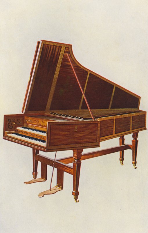 Musikinstrument: Empress cembalo (färglitografi) av William Gibb