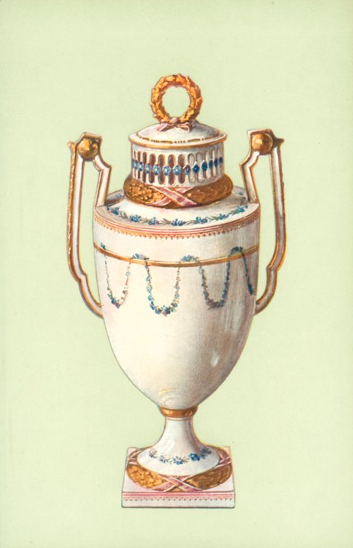 Vas, Meissen, Marcoliniperiod (färg litho) av William Gibb