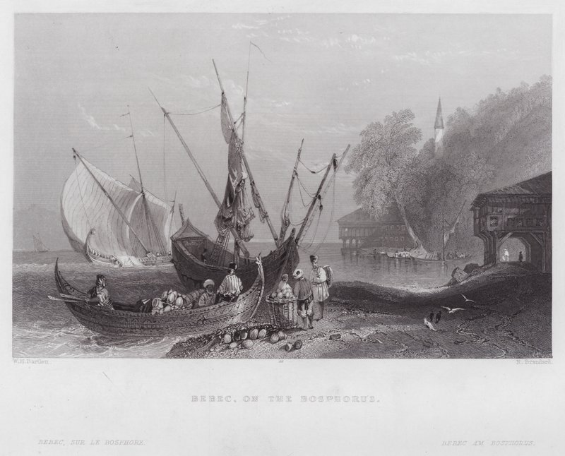 Bebec, på Bosporus (gravering) swed av William H. Bartlett