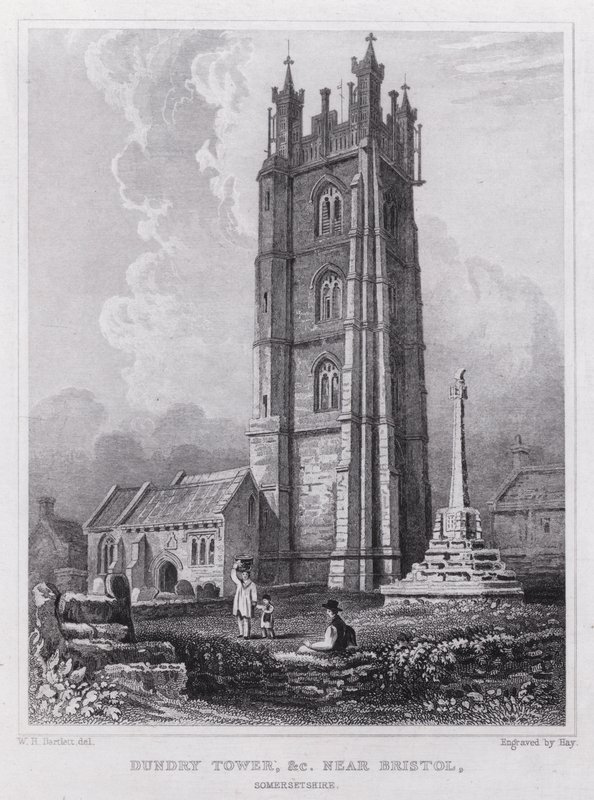 Dundry Tower, etc nära Bristol, Somersetshire (gravyr) av William H. Bartlett