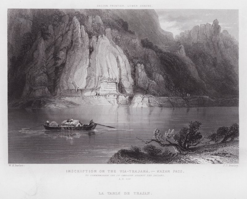 Inskription på Via-Trajana, Kazan Pass (gravyr) av William H. Bartlett