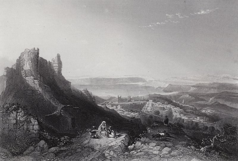Tiberiasjön (gravyr) av William H. Bartlett
