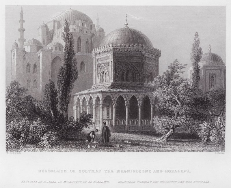Mausoleum av Solyman den magnifika och Roxalana (gravyr) av William H. Bartlett