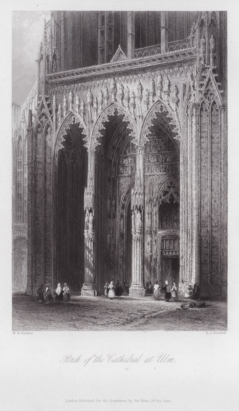Katedralens portal i Ulm (gravyr) av William H. Bartlett