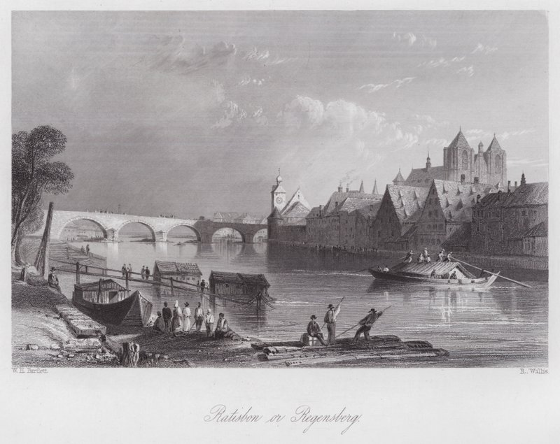Ratisbon eller Regensberg (gravyr) av William H. Bartlett