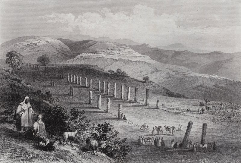 Sebaste, Samarias antika stad (gravyr) av William H. Bartlett