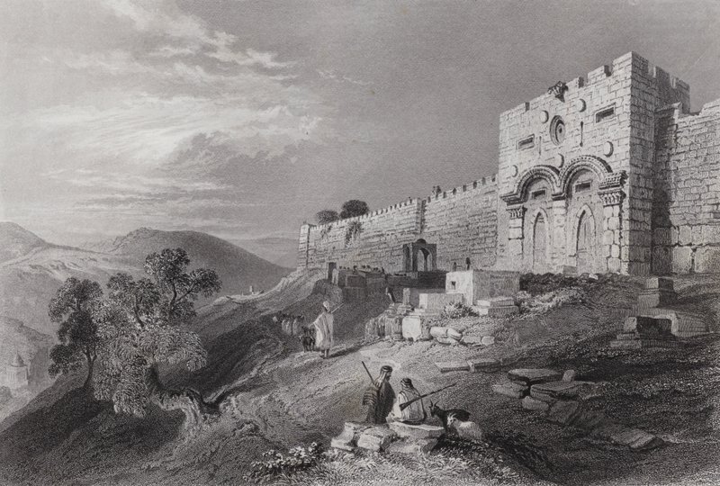 The Golden Gate, Jerusalem (gravyr) av William H. Bartlett