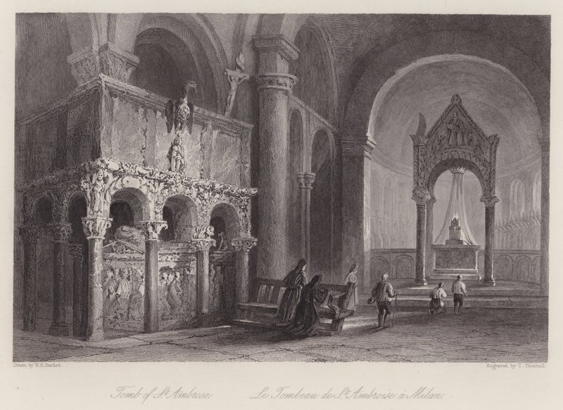 St Ambrosius grav (gravyr) av William H. Bartlett