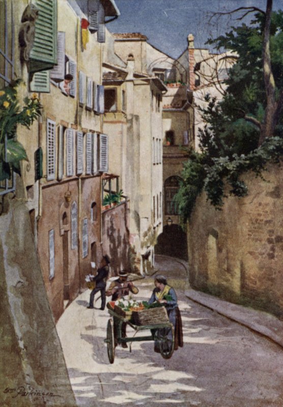 Costa S Georgio, Fiesole (färg litho) av William H. Parkinson