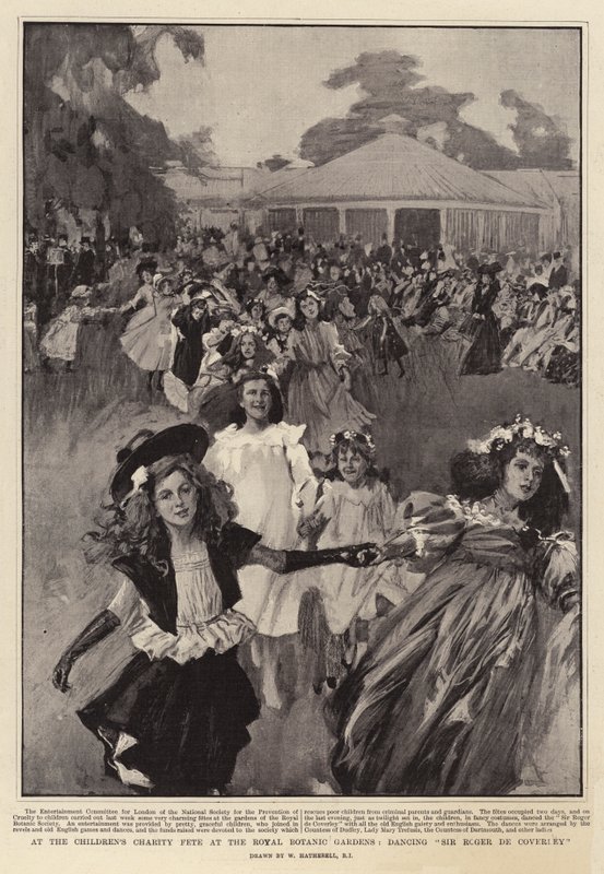 På barnens välgörenhetsfest i Royal Botanic Gardens dansar Sir Roger de Coverley av William Hatherell