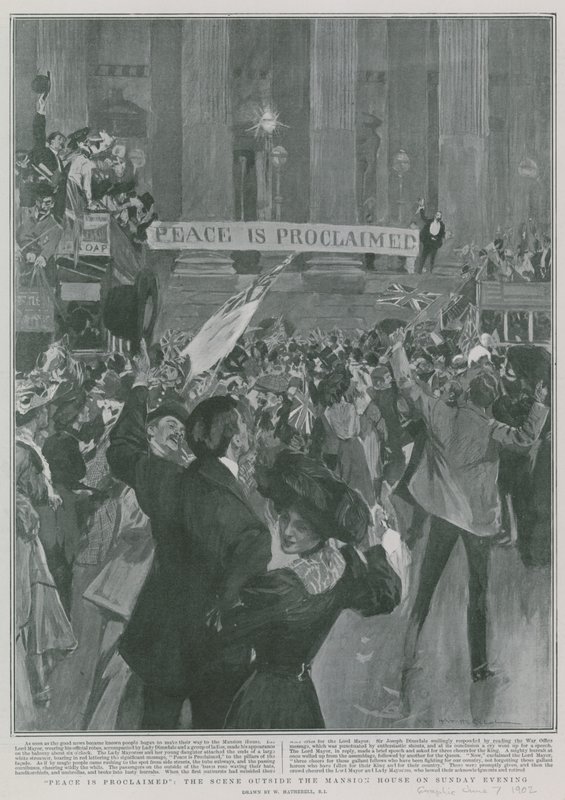 Peace is Proclaimed: Scenen utanför Mansion House på söndagskvällen av William Hatherell