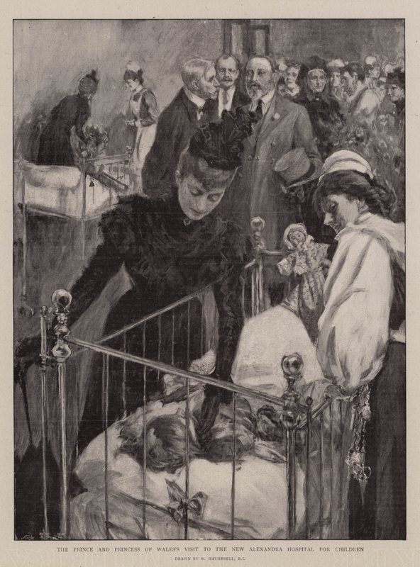 Prinsen och prinsessan av Wales besök på New Alexandra Hospital for Children av William Hatherell