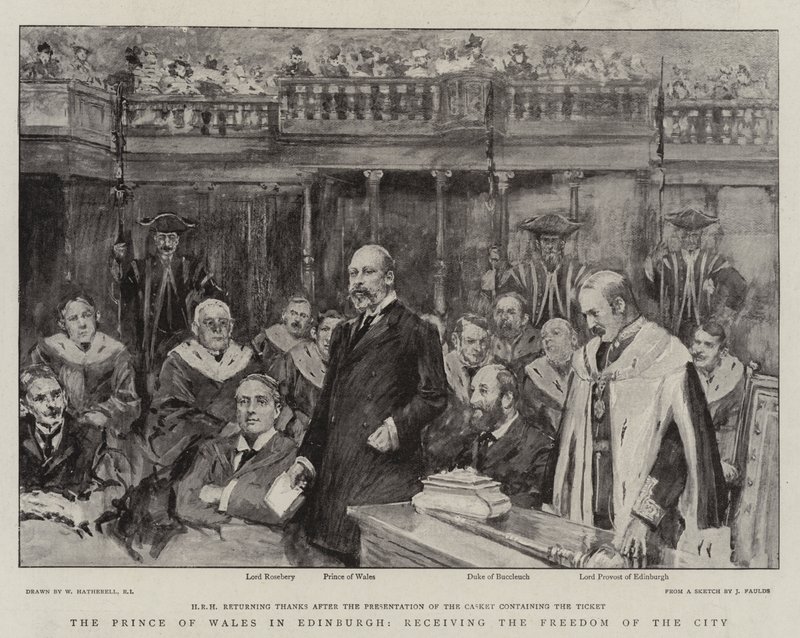 Prinsen av Wales i Edinburgh, tar emot stadens frihet av William Hatherell
