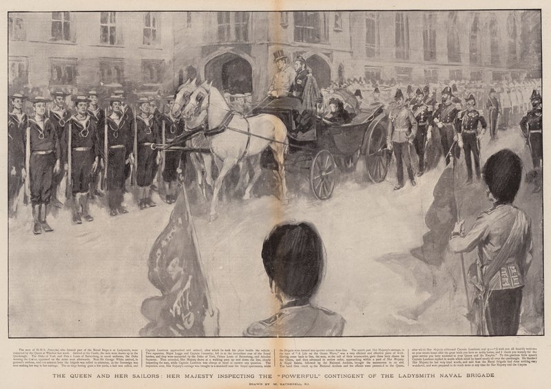 Drottningen och hennes sjömän, Hennes Majestät inspekterar den mäktiga kontingenten av Ladysmith Naval Brigade av William Hatherell
