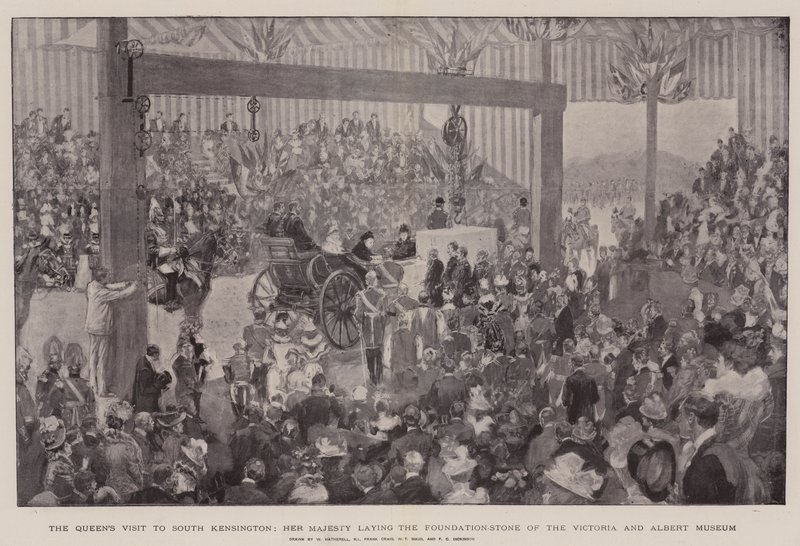 Drottningens besök i South Kensington, Hennes Majestät lägger grundstenen till Victoria and Albert Museum av William Hatherell