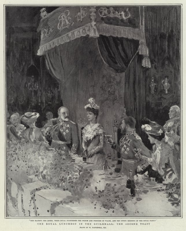 Den kungliga lunchen i Guildhall, den andra skålen av William Hatherell